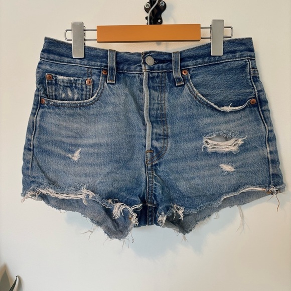 Levi's Pants - Levi’s 501 | 26 | Distressed Denim Cutoff Shorts High Rise Frayed Hem Light Wash